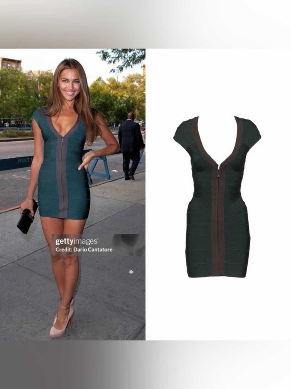 Plung Front Zipper Bandage Dress As Seen On Irina Shayk